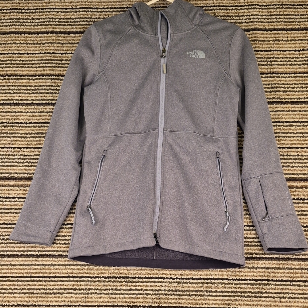 THE NORTH FACE Windwall Polyester Grey Hooded Womens Sz XS Full Zip Jacket